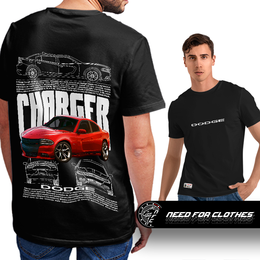 Camiseta Dodge Charger R/T, HEMI V8 6.4L, Muscle Moderno, Mopar