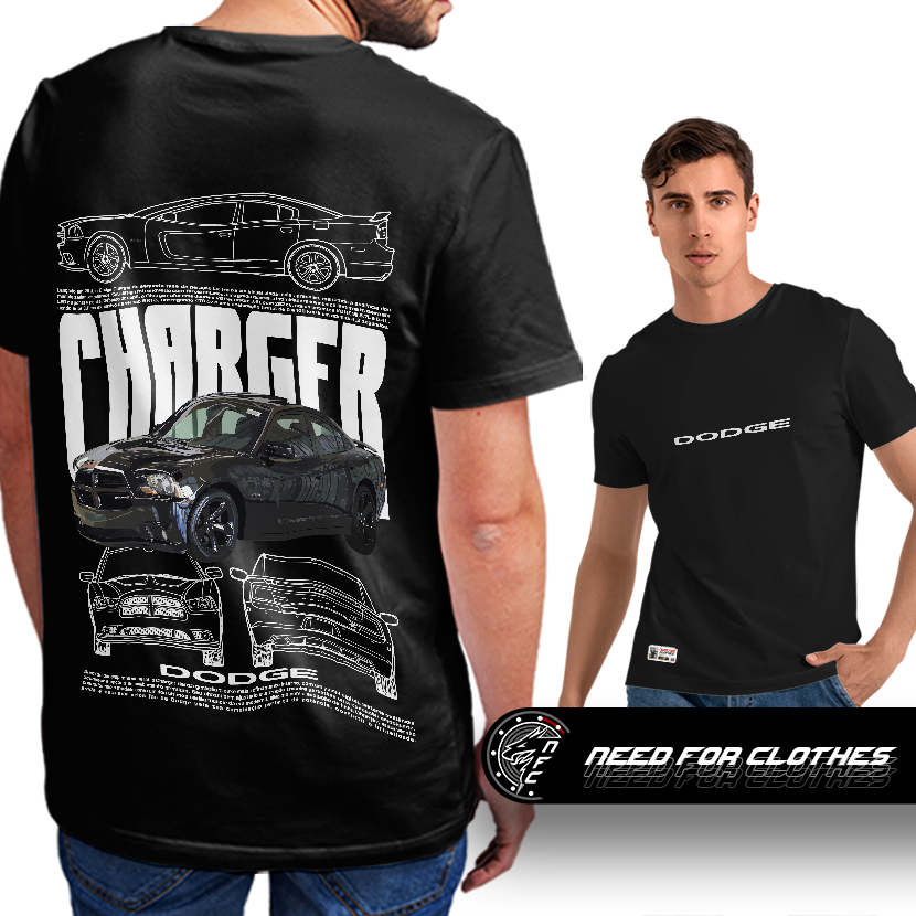 Camiseta Dodge Charger 2011, Muscle Sedan, V6 Pentastar, V8 HEMI, Brutalidade Americana