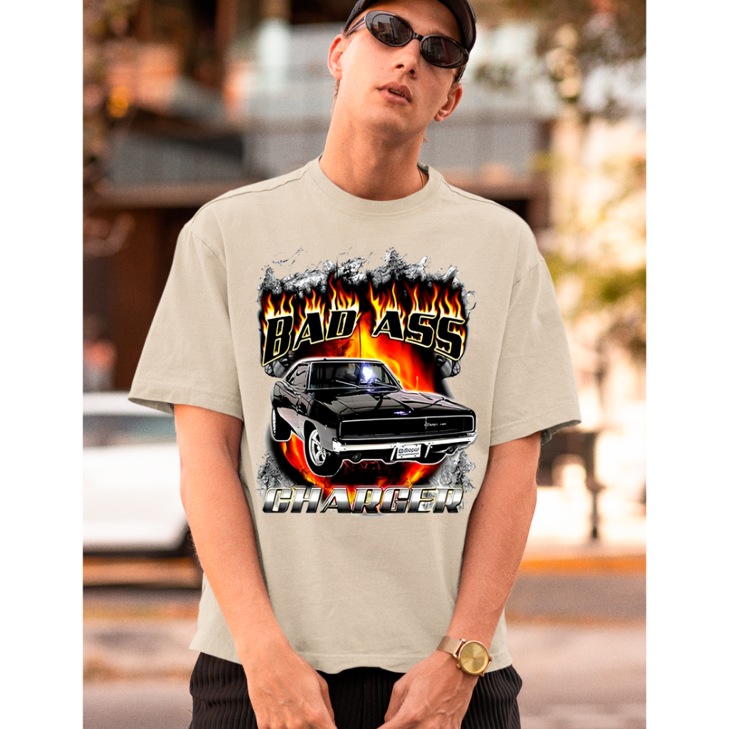 Camisa Oversized Estampa Carro Corrida Bad Charger Malha 100% Algodão Premium Envio Imediato