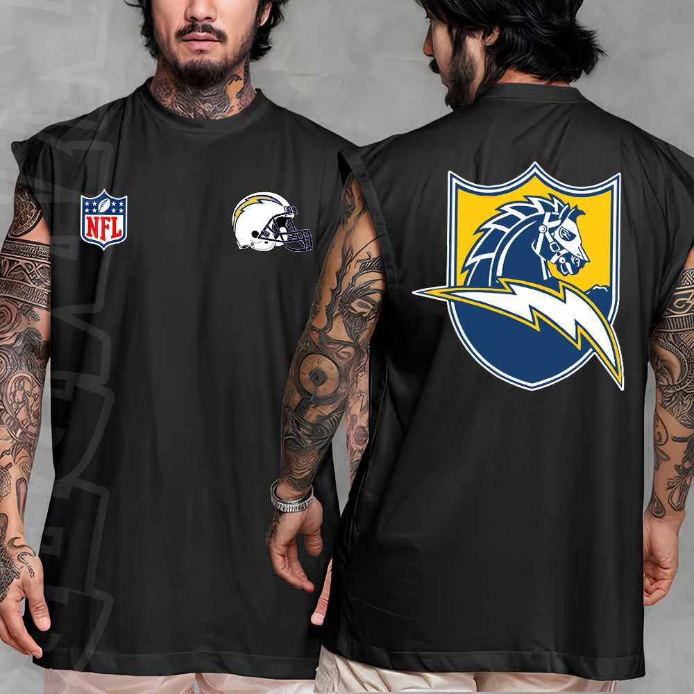 Camiseta regata machao oversized masculino futebol americano nf Chargers Longline algodao unissex