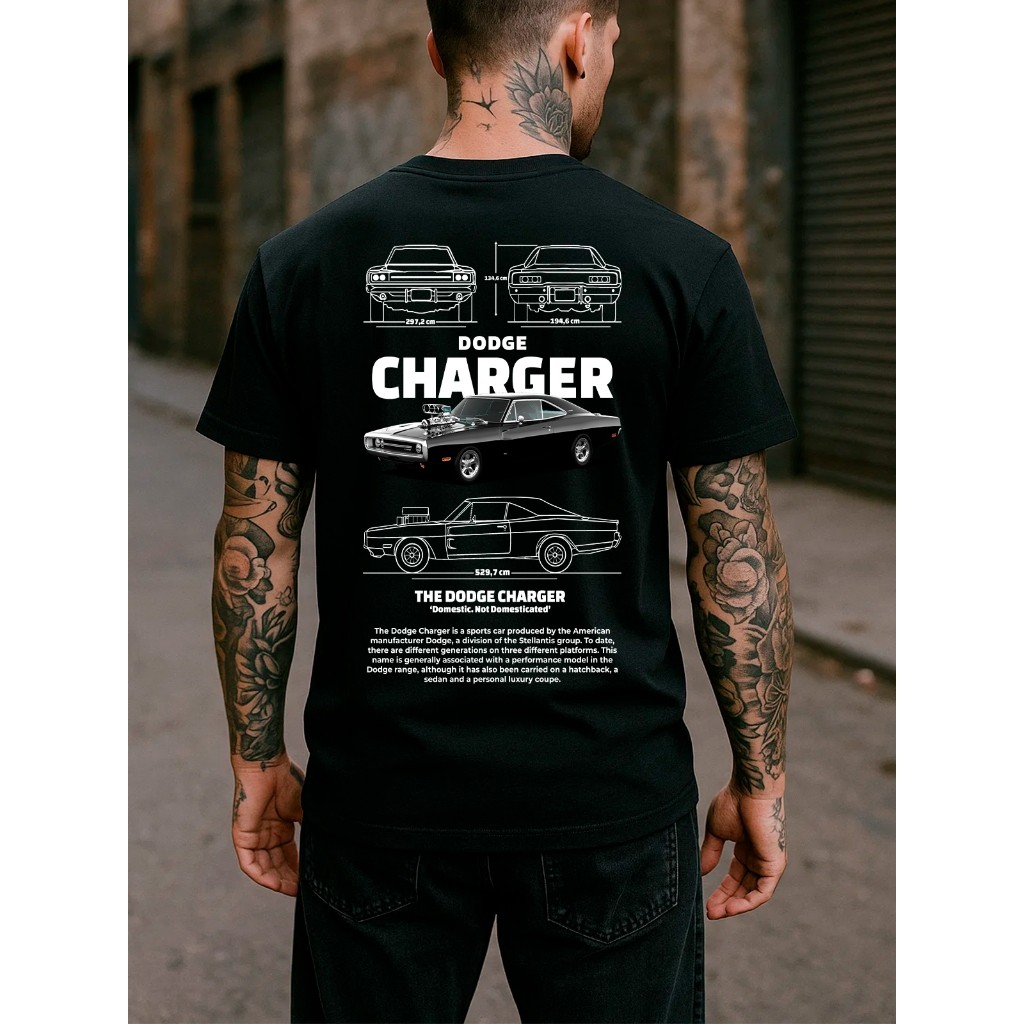 Camiseta Streetwear Dodge Charger – Muscle Car Clássico Americano 100% Algodão