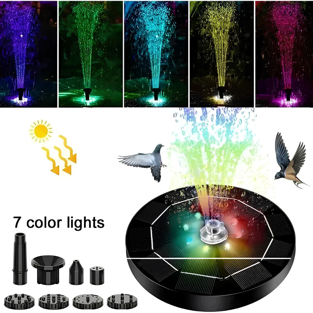 Fonte Solar RGB 16CM Fonte De Banho De Pássaros Para Piscina Externa