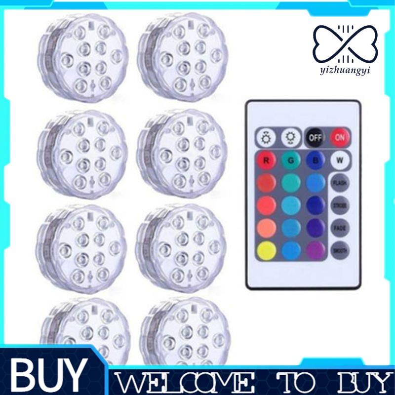Luz Submersível LED RGB 10 Peças À Prova D'água Subaquática Para Piscina Noturna Iluminação Ambiente De Aquário De Jardi