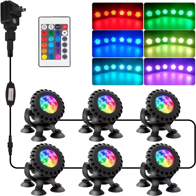 6 Unidades De Luz RGB IP68 À Prova D'água Para Piscina Subaquática Lâmpada Holofote De Paisagem Decoração De Jardim