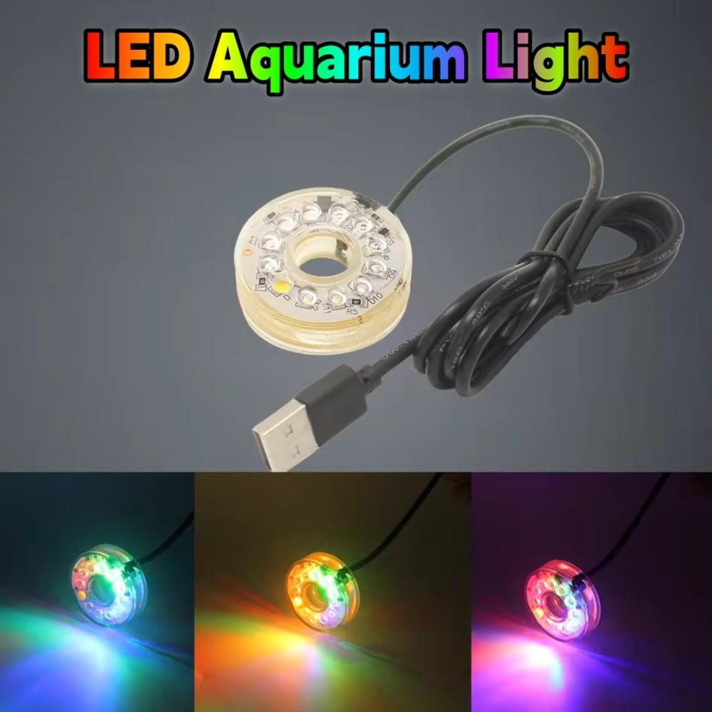USB Submersível LED Luz Do Aquário RGB/Cor Branca Piscando Automático IP68 À Prova Dip68 Água Cabo Da Lâmpada Tanque De
