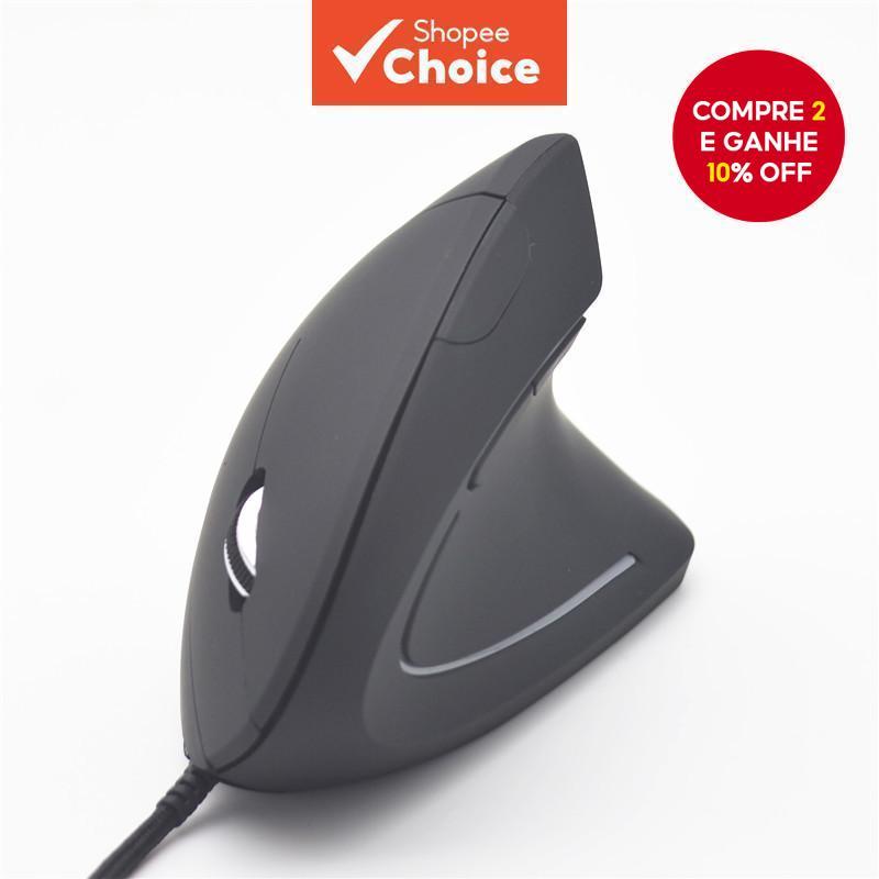 Mouse Ergonômico Mão Direita Vertical RGB Óptico Com Fio Para Laptop PC Jogos Saudáveis