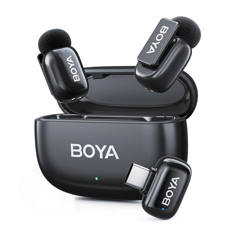 Microfone de Lapela Sem Fio Boya Mini 2 USB-C IA-ANC Preto