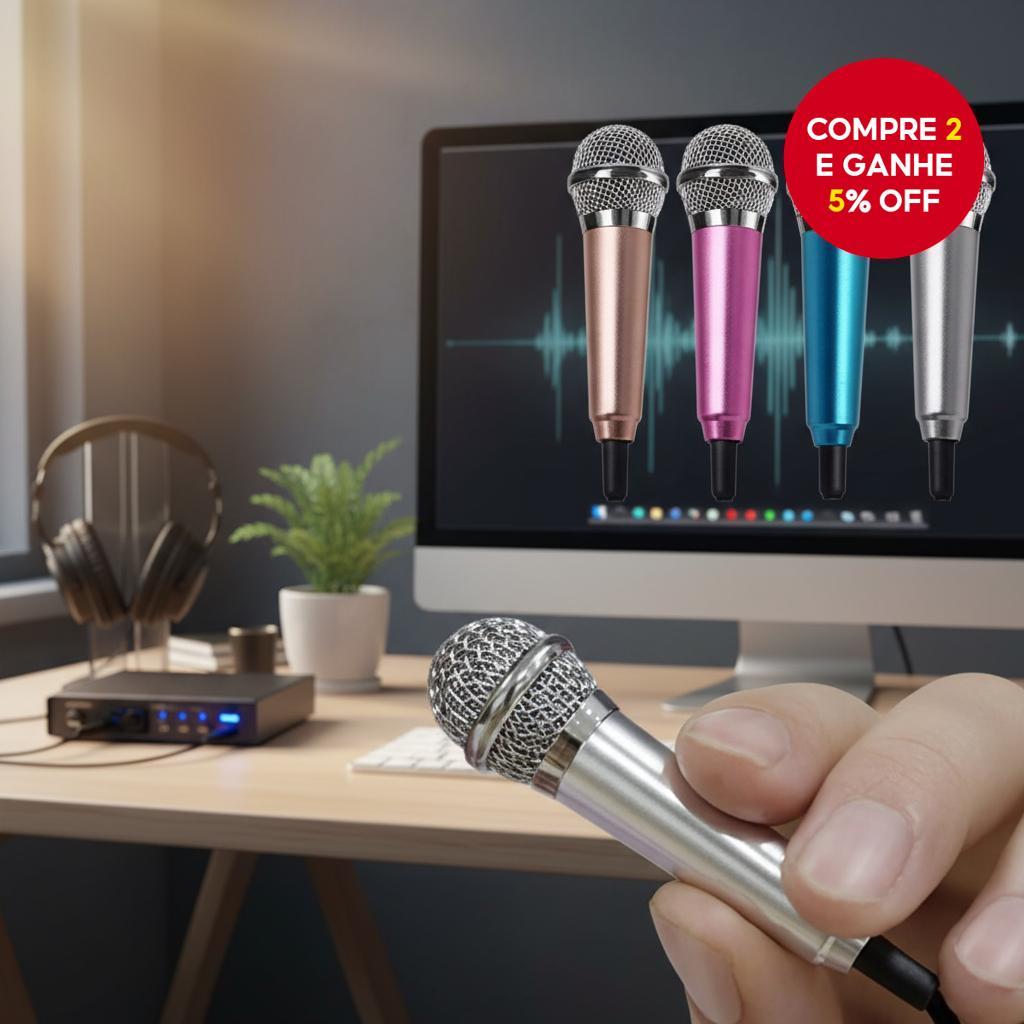 3.5mm Mini Microfone Trança Fone de Ouvido para Celular com Fone para KTV Música e Canto