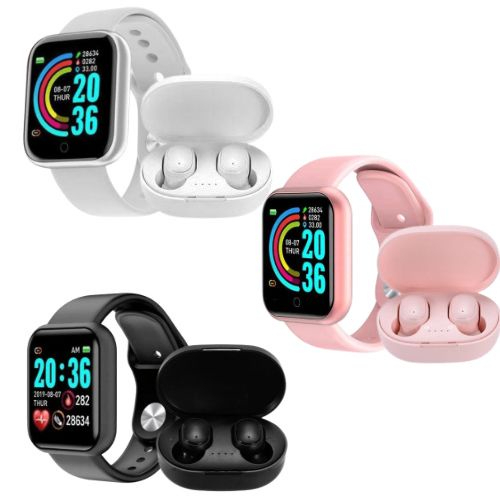 Fone de ouvido sem fio a6s e Relógio inteligente Smartwatch D20 , lindos a pronta entrega