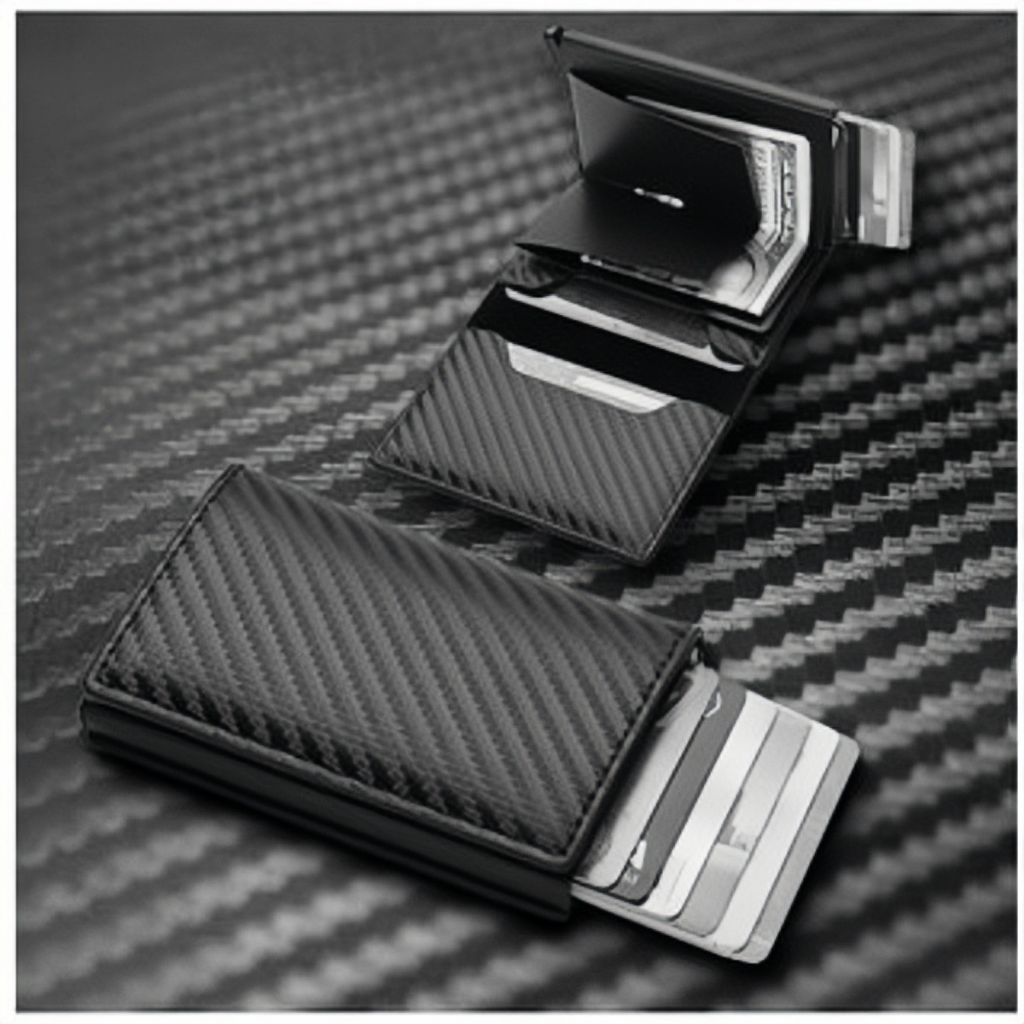 Rfid Mini Slim AlumíNio Auto POP Up Presente De AniversáRio Carteira Para Homens Porta CartãO