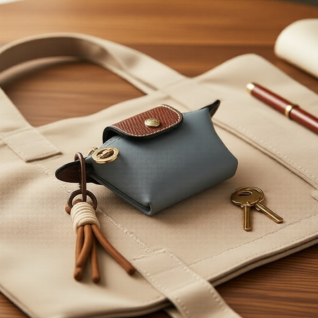 Bolsa de Nylon Francesa para Mulheres – Mini Clutch de Armazenamento com Bolsos para Chave/Batom/Fones de Ouvido