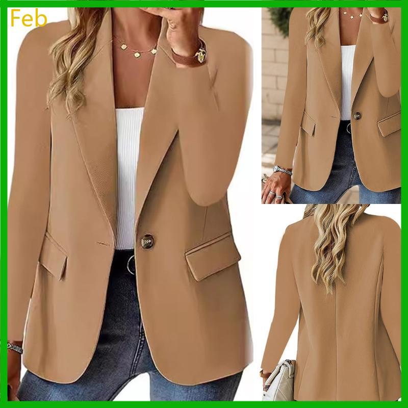 Stylish Autumn Long Sleeve Solid Color Women Blazers Wear Polyester Professional Attire