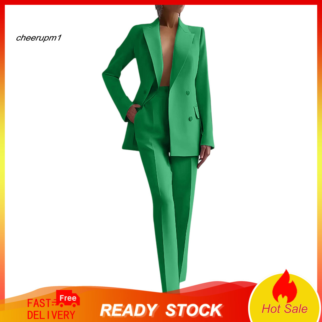Women Suit Set Polyester for Women's 2 Piece Business Blazer Jacket Dressy Pencil Pants Professional Office Work Outfit