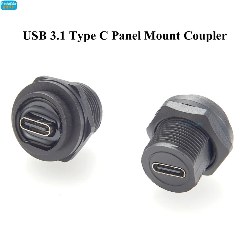 IP67 USB 3.1 Type C Panel Mount Coupler USB C Pass Through Waterproof Connector Female to Female Bulkhead Converter Adap