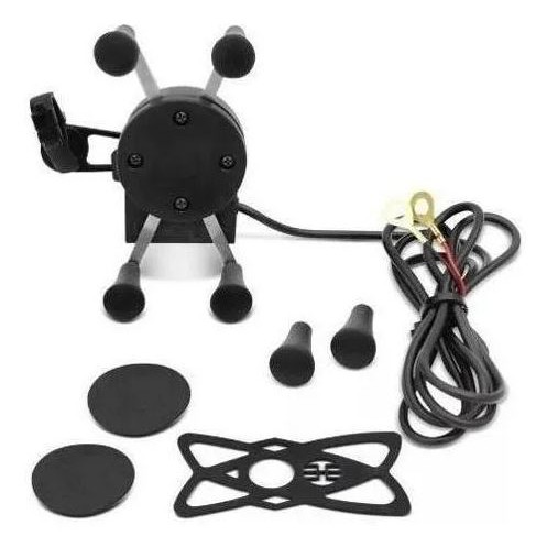 Kit Suporte Universal Moto Celular Gps 12v Usb 5v A Prova De Agua Retrovisor E26