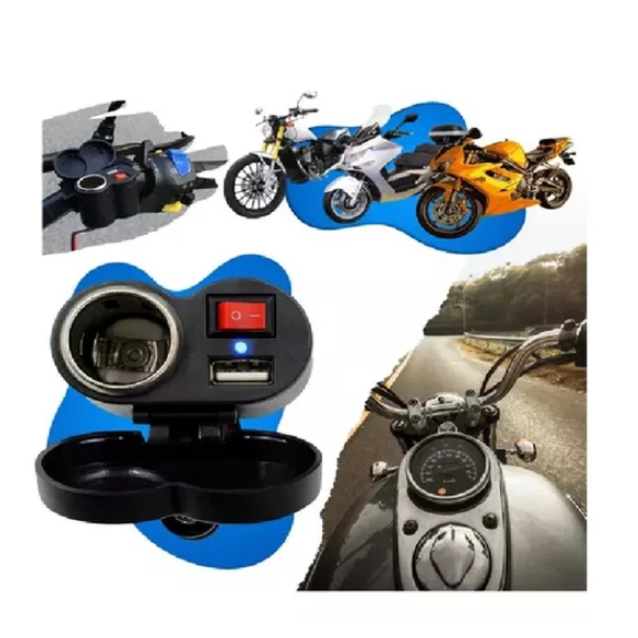 Tomada 12v Usb 5v Moto Carregador Cel Isqueiro Prova De Agua