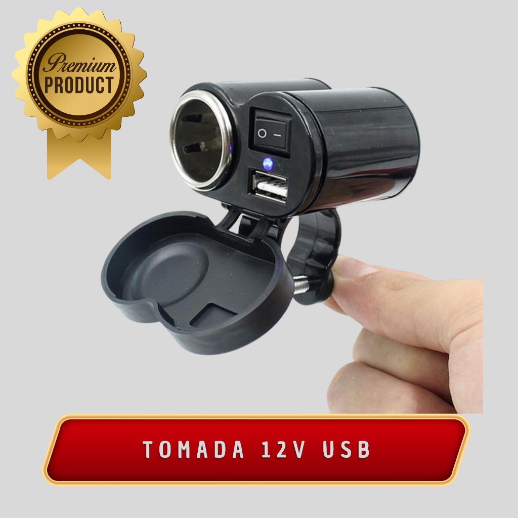Tomada 12v Usb 5v Moto Carregador Cel Isqueiro Prova De Agua