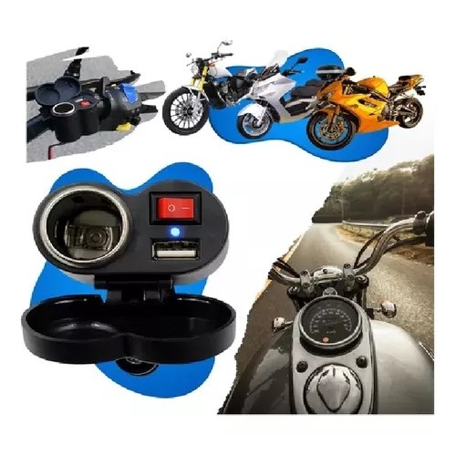 Tomada 12v Usb 5v Moto Carregador Cel Isqueiro Prova De Agua