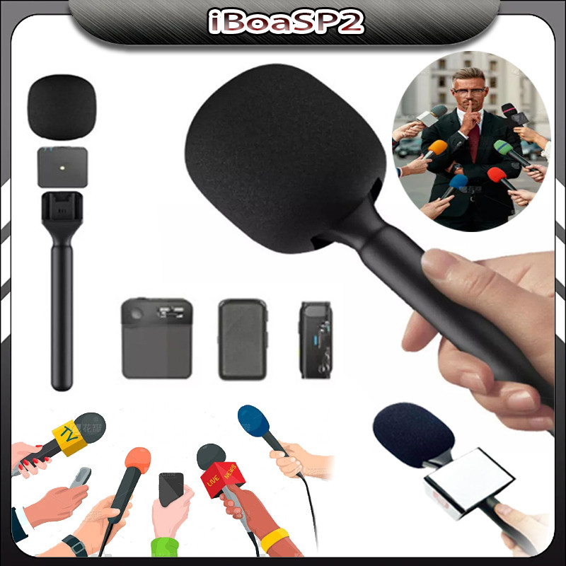 Microfone De Lapela Com Bastão De Mão Para Entrevistas Adaptador De entrevista Com Microfone Sem Fio Portátil