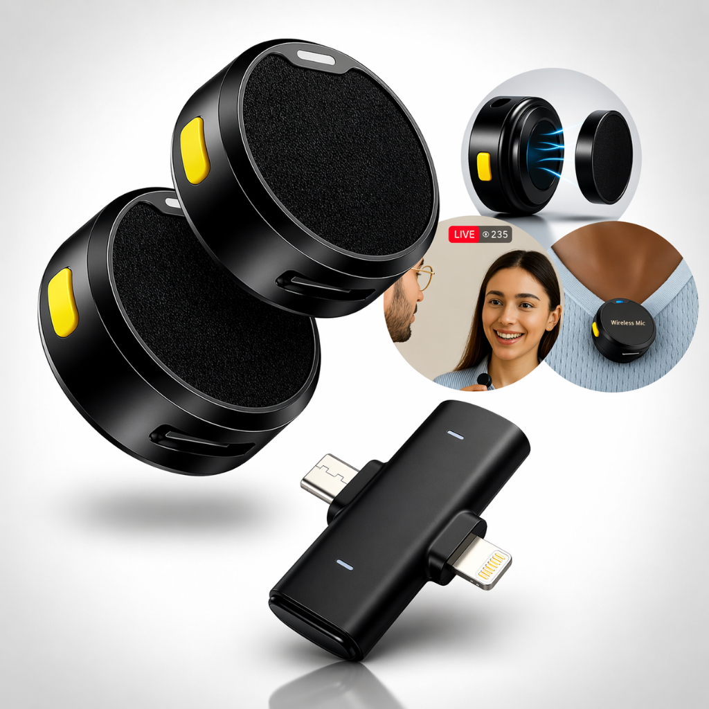 Microfone De Lapela Sem Fio Para Celular iPhone Android Portatil Redondo Discreto