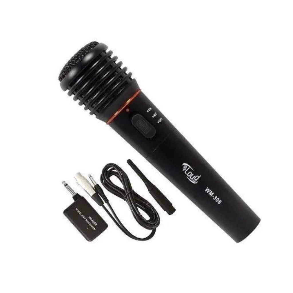 Microfone Sem Fio WM-308 Preto FTG | Portátil