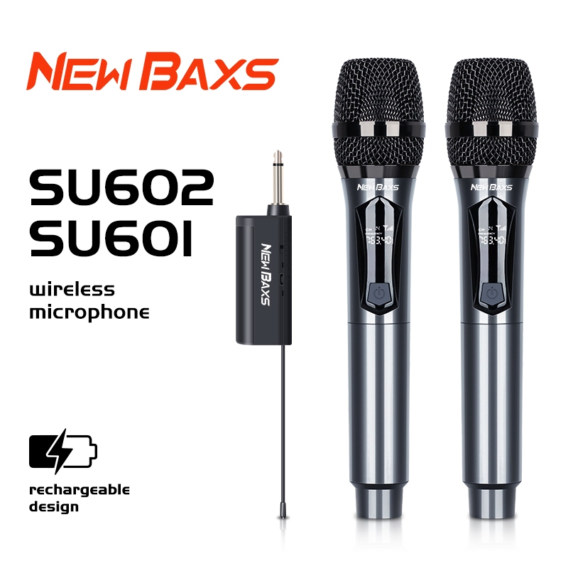 NEW BAXS Microfone sem fio SU601/SU602 Carregamento suportado 1200mhz 80M Distância de recepção Dispositivo KTV Portátil