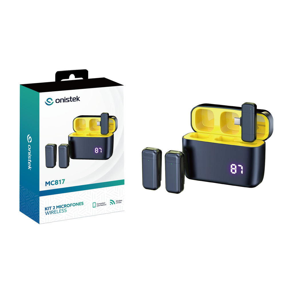 Kit Profissional Microfone Sem Fio  para Vídeos e Lives Cancelamento de Ruído Plug & Play Portátil