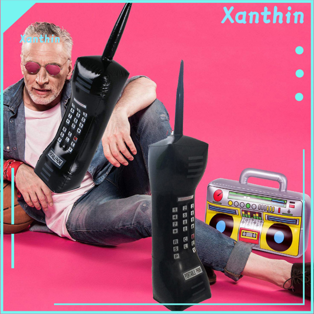 Portable Inflatable Toy Vintage Phone Thickened Pvc Reusable Retro Radio Microphone Model Party Photo Props for Kids Adu