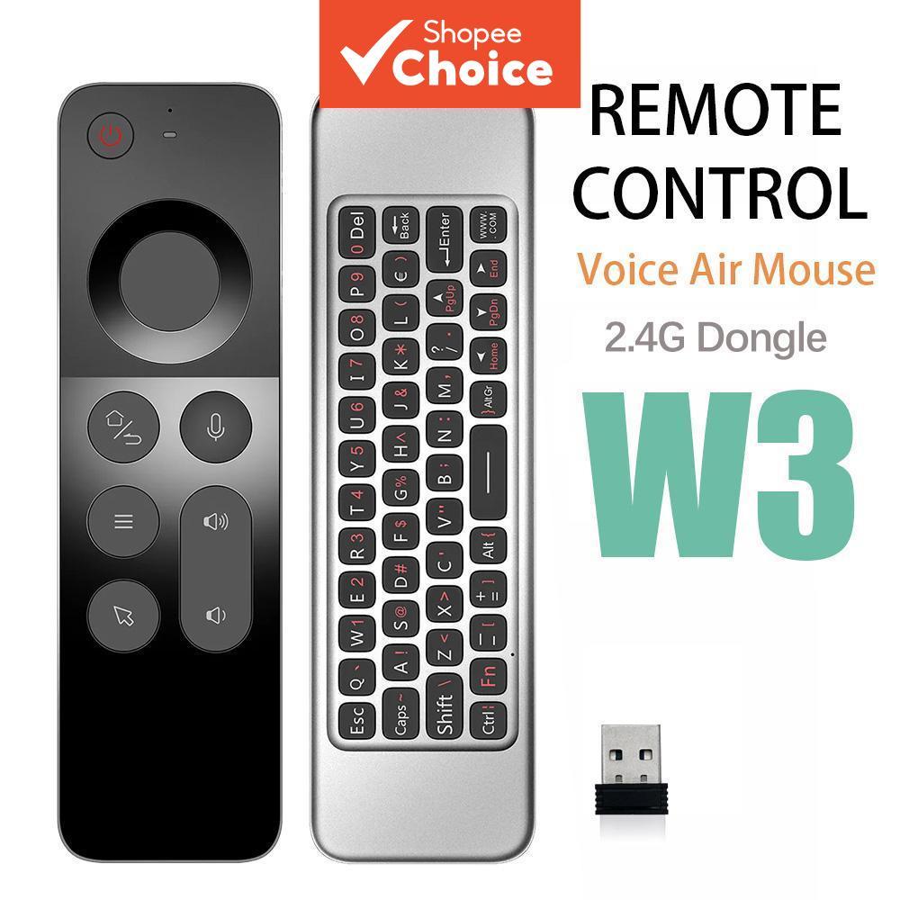 MRSVI Air Mouse Teclado W3 Universal 2.4G Giroscópio Portátil Mini Controle Remoto De Voz Sem Fio Para Android TV BOX Wi