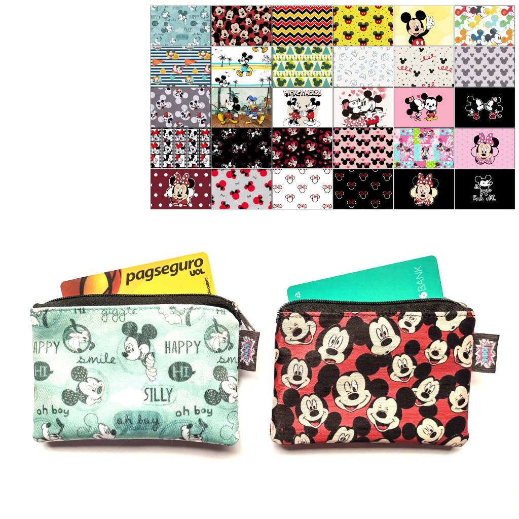 Porta Moedas / Fone / Cartão / Níquel / Bolsinha / Carteira / Mini Nécessaire Mickey Mouse / Disney / Minnie
