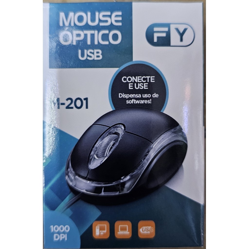 Mini Mouse USB 1000dpi Óptico com Scroll e LED Azul/Vermelho