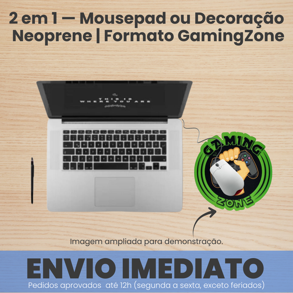 Mousepad Gaming Zone em Neoprene 2 em 1 Decorativo ColorFun Reliza