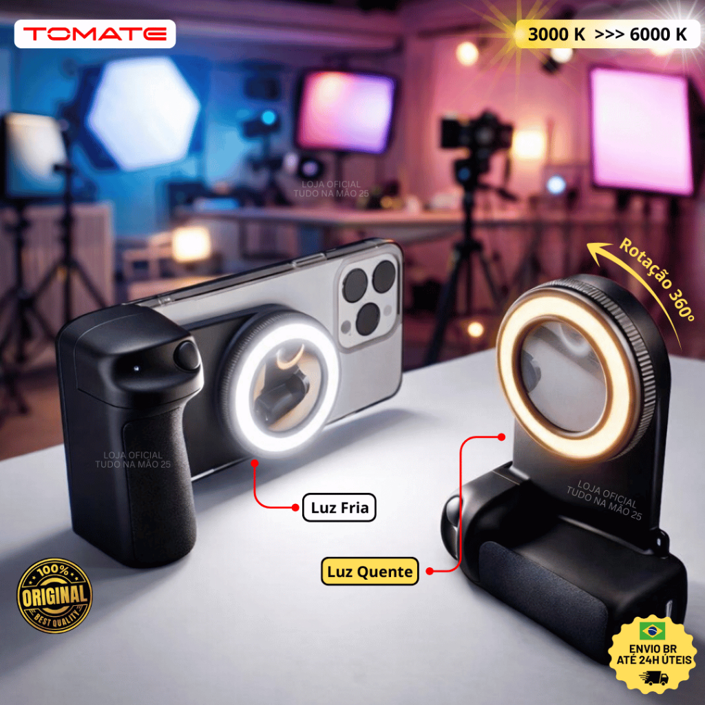 [OFERTA] Luz de Selfie para Celular Magnética Profissional Rotação 360º Ring Light LED Magsafe 6000K