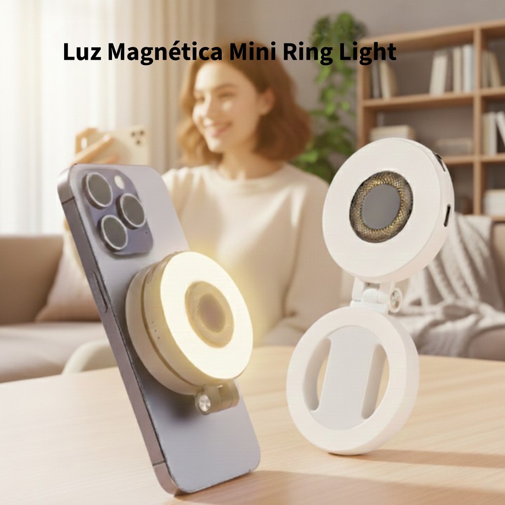 Mini Ring Light LED Portátil Magnética Recarregável Iluminação Foto