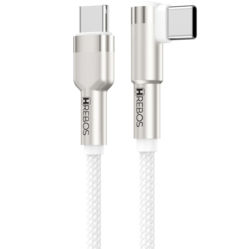 Cabo USB C para USB C 100W Turbo Premium Metal Arch 1 Metro Hrebos CB 378C - BRANCA