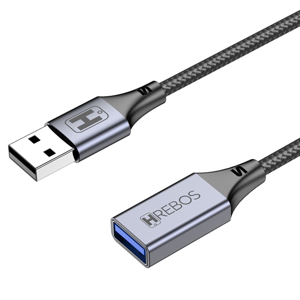 Cabo De Extensão Premium USB USB-C OTG Hrebos 2M Macho para Fêmea para Celular, PC, TV