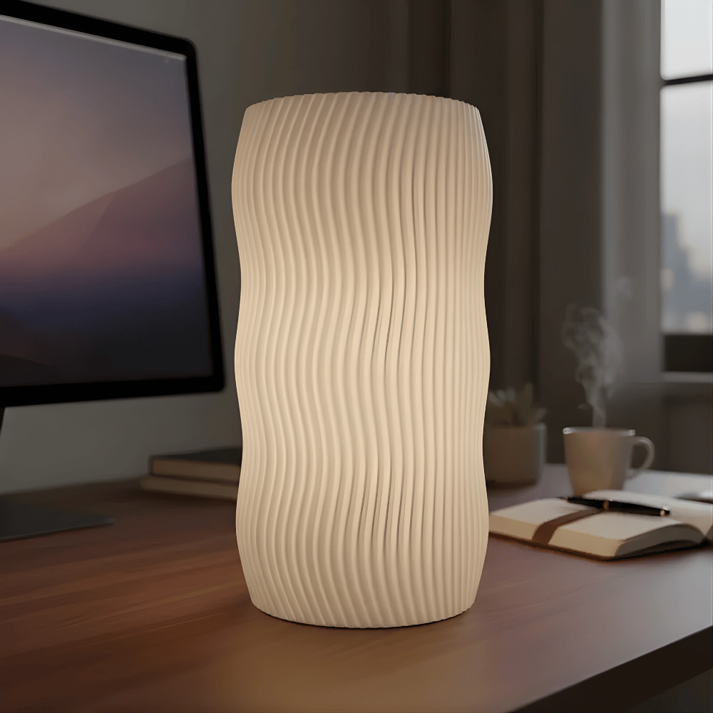 Luminaria Mesa Abajur Led Portátil WAVES Luxo Luz de Cabiceira Abajures Decoracao Diversos Presente Quarto Geometrico