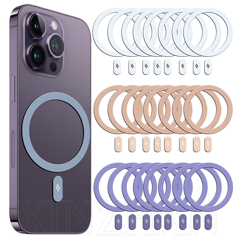 Adesivo De Guia Magnético De Carregamento Sem Fio Compatível Para iPhone 15 14 13/Universal Car Mount Attraction Ring Chapas De Ferro/Anel Metálico Com Magsafe
