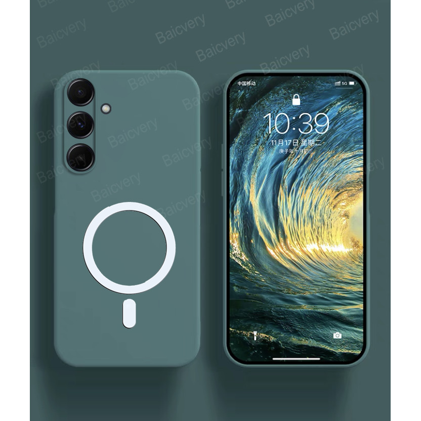 Para Samsung Galaxy A55 5G A57 A37/A15 A16 A56 5G Capa Colorida Fosca De Silicone Líquido Magnético Sem Fio Caixa De Car