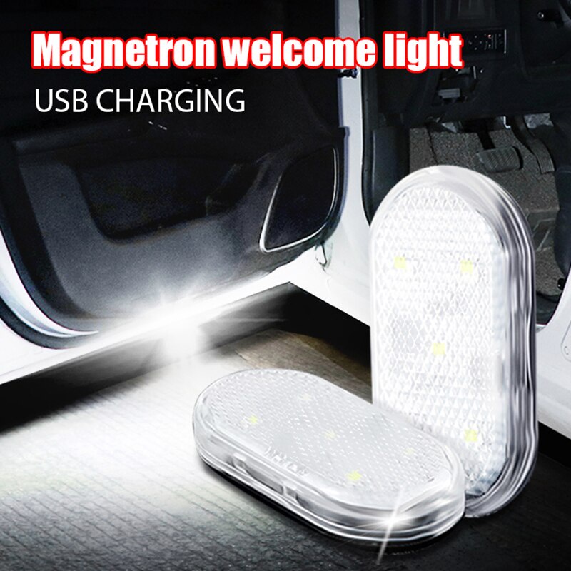 Niscarda Car Led Luz De Boas Vindas Controle Magnético USB Carregamento Automático Porta Aberta Lâmpada De Sinal Anti-Colisão Segura