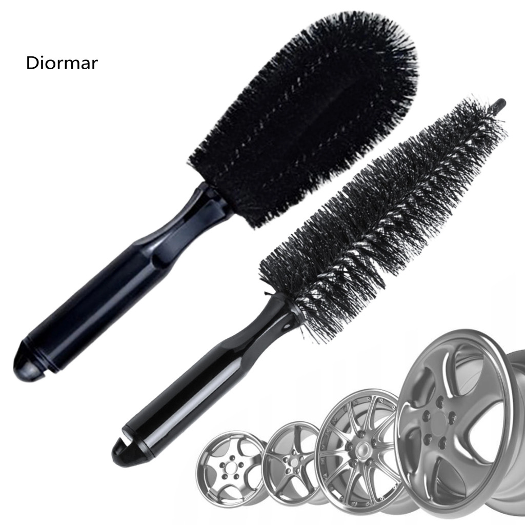 Paint-safe Car Brush Tire Set – Angled Spoke Round Wheel Brushes with Soft Non-scratch Bristles Ergonomic Handle for A