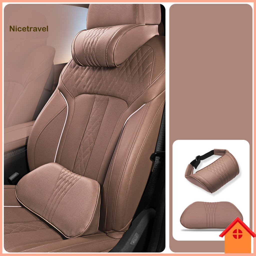 Car Headrest Lumbar Support Pillow Set Vehicle Neck Restraint Waist Universal Memory Foam – Ergonomic Cushion for Long