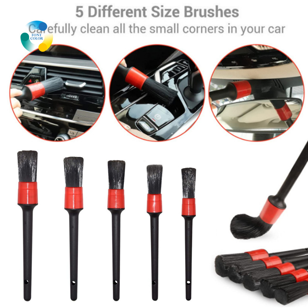 Ergonomic Car Cleaning Brushes 15pcs Detailing Brush Set for Auto – Soft Bristle for Air Vents Console Buttons Anti-sl
