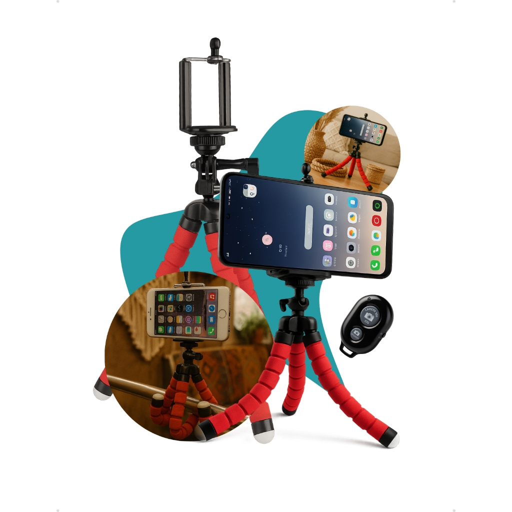 Mini Tripé Flexivel De Celular Com Controle Bluetooth Para Selfie Suporte Regulável