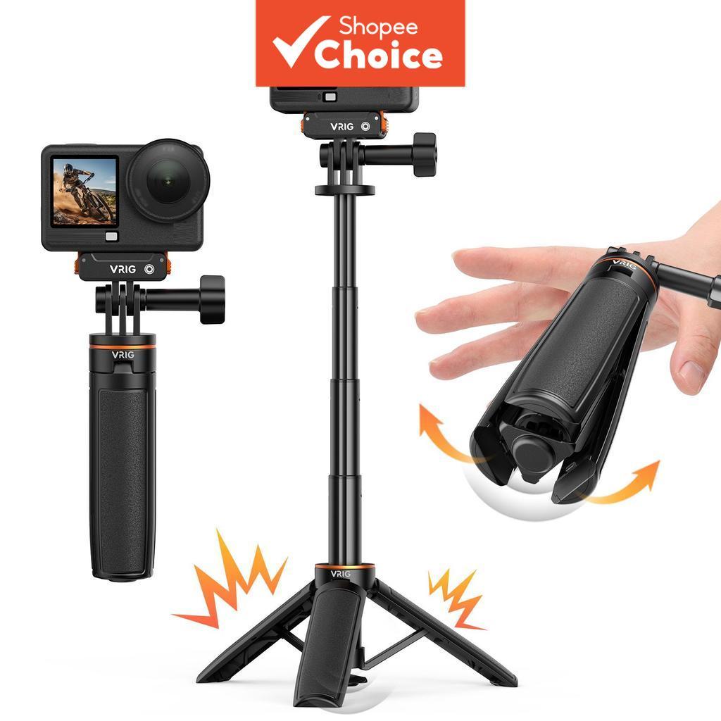 Mini Tripé Para Vrig TP-35 Bastão De Selfie Telescópico De 4 Estágios GoPro Max 13 12