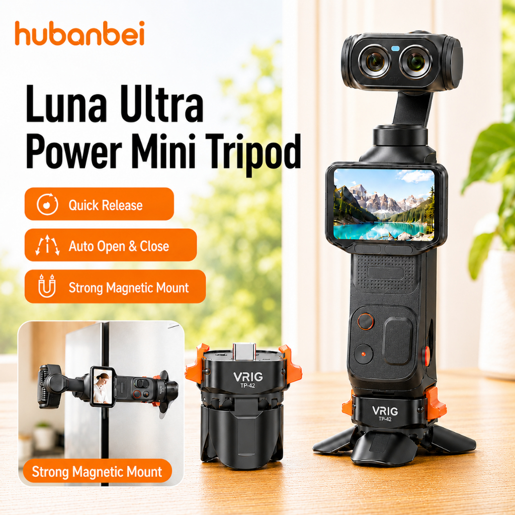 Mini Tripé Magnético Para Insta360 Luna Ultra , Suporte Dobrável Aberto Automático De Liberação Rápida Com Carregamento