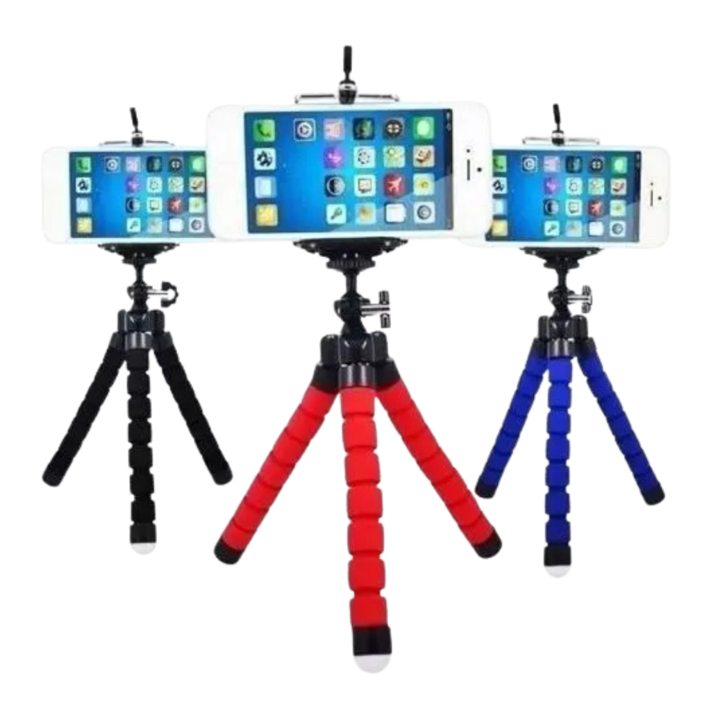 Suporte Mini Tripé De Mesa Flexível Para Celular E Câmera Gira 360° Escalável Selfie Pod  Ajustável