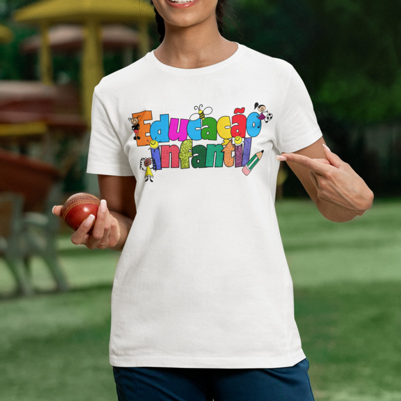 Camiseta Educação Infantil Creche Escola Professora Monitora Camisa 100%Algodão Premium Envio Imedia