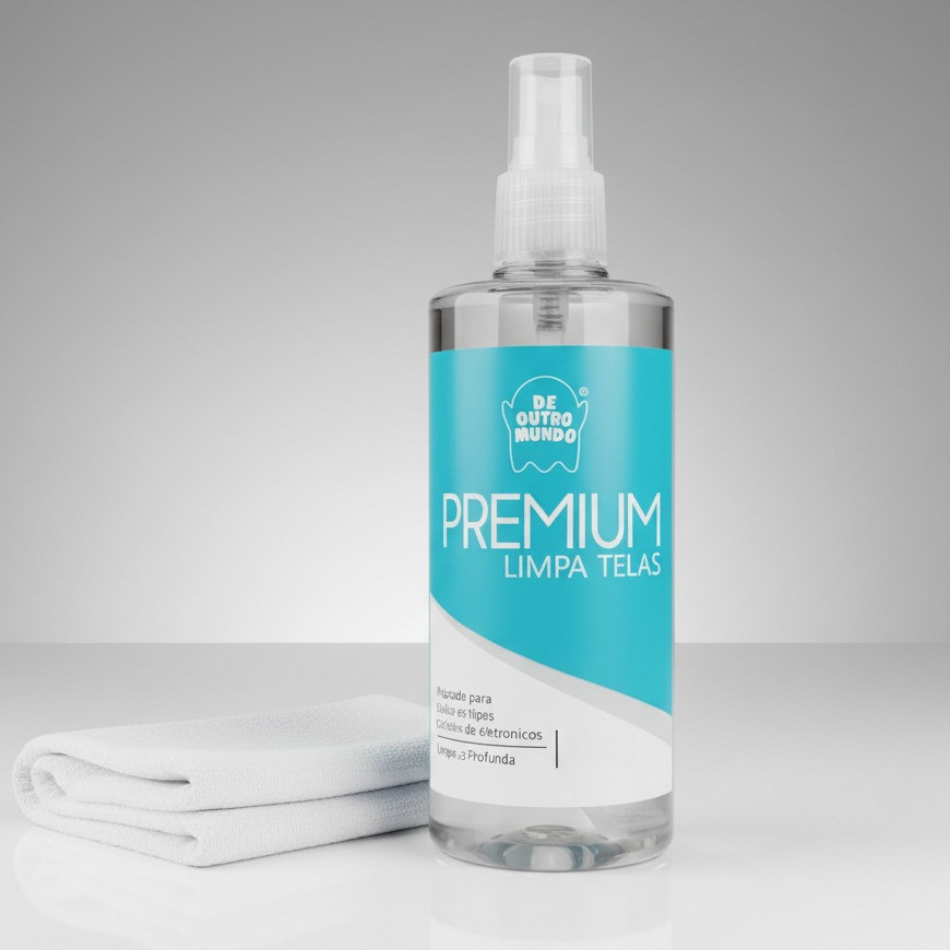 Kit Limpa Telas Premium 150 ml + 1 Pano Microfibra – Limpeza Profissional para Celular, Monitor e TV