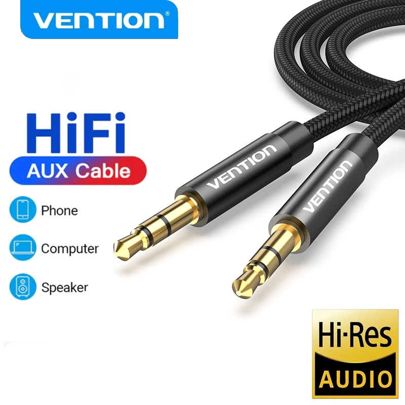 Vention 3.5mm Cabo De Áudio Alta Fidelidade Aux Macho Para Fones De Ouvido Android Carro MP3 Laptops Smartphone Alto-Fal